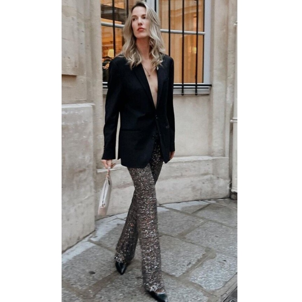 {Zara} Sequin Flared Legging Pants • XS, S - Picture 7 of 15